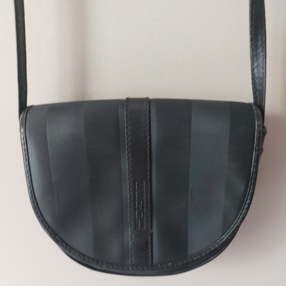 Vintage authentic Fendi black crossbody curved crescent shaped bag.